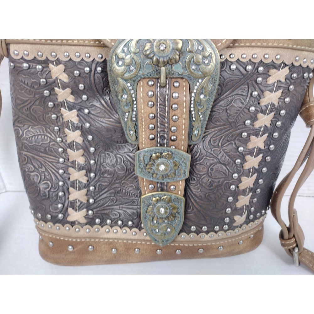 Montana West Turquoise Accent Embroidered Purse Handbag Western Vintage Look - Picture 5 of 16